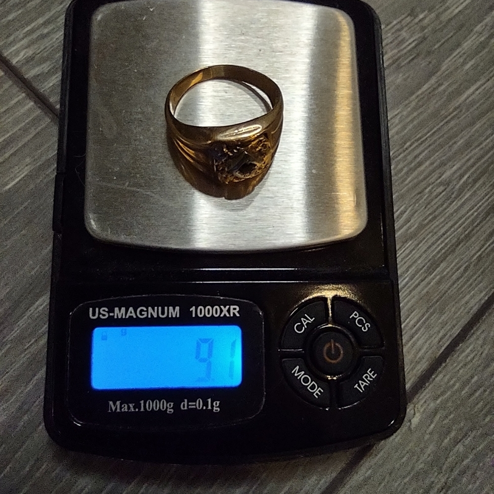 MEN'S heavy gold nugget ring with stone - Picture 7 of 7